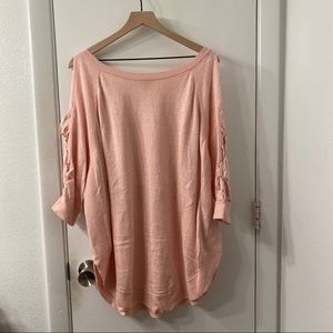 Express Pink Sweater, Open & Braided Sleeves